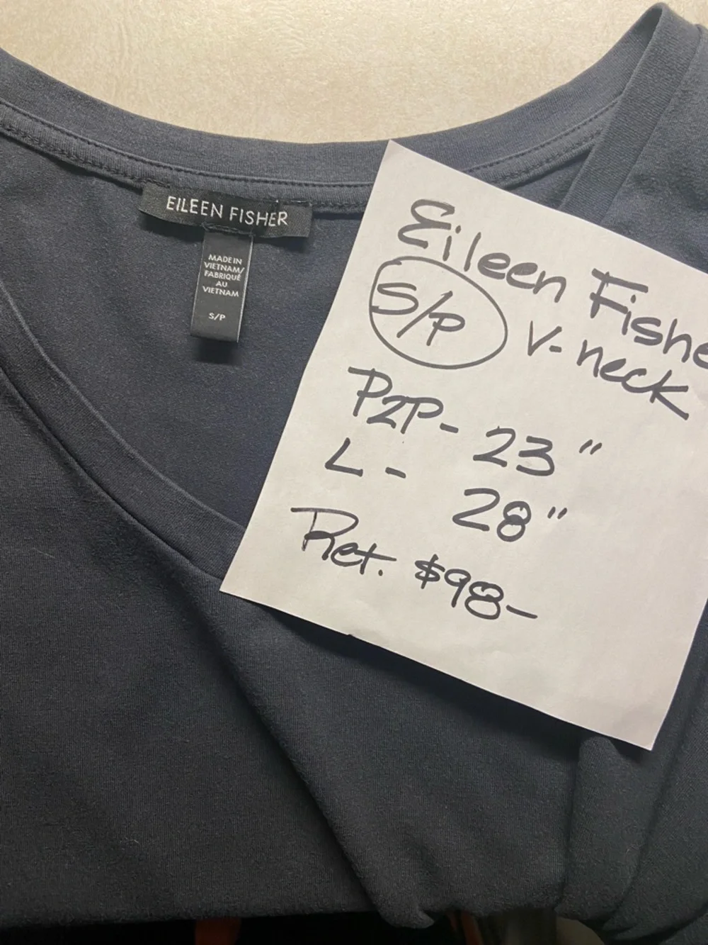 Eileen Fisher V-Neck Short Sleeve Tee - Picture 8 of 11